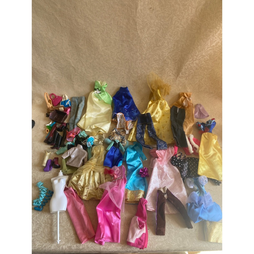 Barbie Doll Clothes Accessory Lot 35+ Pc Dress Shoes Bag Gown Mixed Good Set